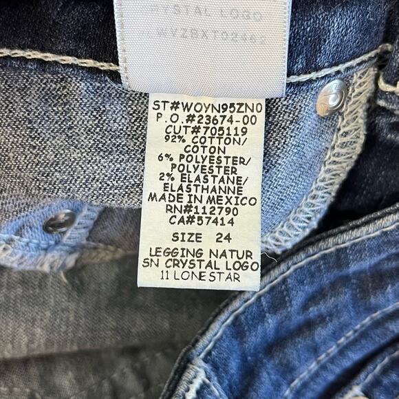 True Religion Lone Star Legging Denim Skinny Jeans Crystal Logo 24 - Picture 4 of 9